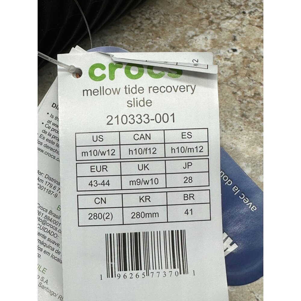 Crocs Sandals Unisex Size M 10 W 12 Black Mellow Tide Recovery Slides 210333-001 - Picture 9 of 11